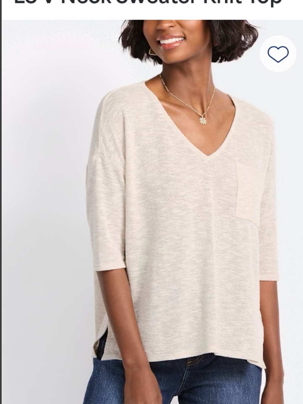 Gilli V-Neck Knit Top in Oatmeal